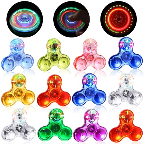 SCIONE 12Pcs Fidget Spinner LED Luminoso, Peonza de Luz Juguete Regalo