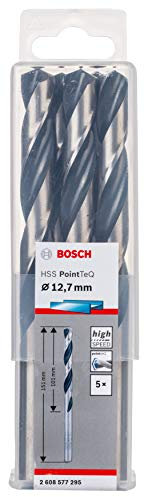 Bosch Professional 5-Piece PointTeQ HSS Twist Drill Bit (for Metal, 12.7 x 101 x 151 mm, Drill Driver Accessories)