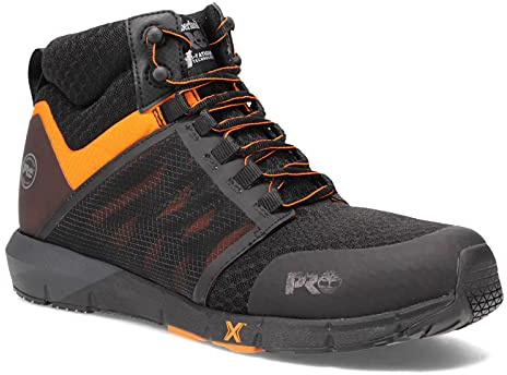 Timberland PRO Radius Mid Composite Safety Toe Athletic Industrial Work Shoe, Radio CT Hombre, Negro y Naranja, 46 EU