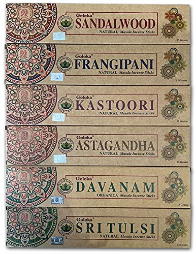 Set di 6 incensi biologici | Masala 100% naturale ed ecologico | Confezione 6 x 15 g