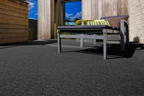 andiamo Césped artificial, exterior, permeable al agua, alfombra de césped, resistente a la intemperie, tacos de drenaje, resistente a los rayos UV, para balcón y jardín, color: antracita, tamaño: 133