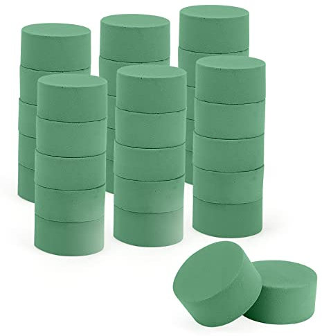 MUKCHAP 30 PCS Round Dry Floral Flowers Foam Block, 8cm/3 Inch Artificial Florist Foam Sponge Bricks for Arts, Crafts Project, Green