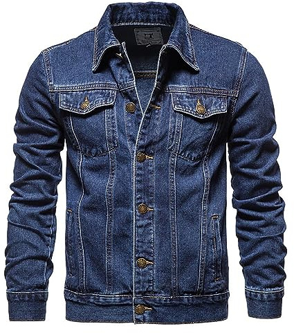 Duohropke Chaqueta vaquera para hombre, estilo motero, estilo vaquero, informal, abrigo de camionero, chaqueta clásica, chaqueta vintage, blusa, entretiempo
