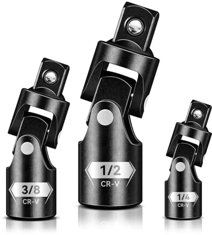 BLACKROBOT Universal Joint Set 3PCS, 1/2 3/8 1/4 Drive Socket Adapter Set, Premium CR-V Steel Swivel Socket Set, Access Fasteners at Any Angle