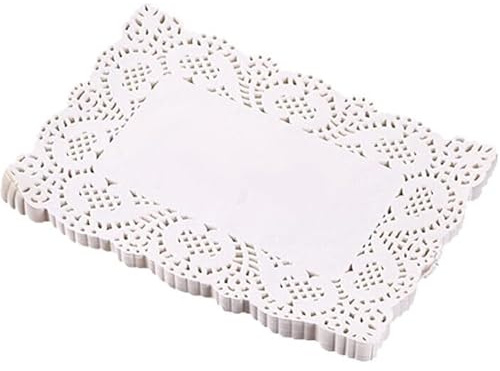 144 Pezzi Centrini di Carta Rettangolari Bianchi 19x30 cm, Centrino in Pizzo, Piatto per Torte, Feste, Matrimonio, Decorazione, Usa e Getta, Cucina Biscotti Pane Torta, con Merletto Decorativo