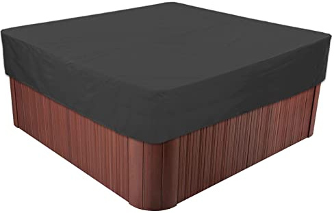 BaCover Överdrag för Fyrkantigt Badtunna, 210D Oxford-tyg Vattentätt Väderbeständig Poolöverdrag Utomhus Badkar Spabad Spa Överdraget,Black,239x239x50cm