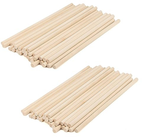 CHUIFAI 60 barras de tacos de 10 mm x 30 cm, varillas de madera de abedul, redondas, para manualidades, barras redondas de madera para manualidades