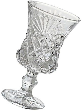 Ciieeo Vintage Embossed Glass Retro Relief Cup Wine Glass Decorative Goblet for Party Drinkware Novelty Use