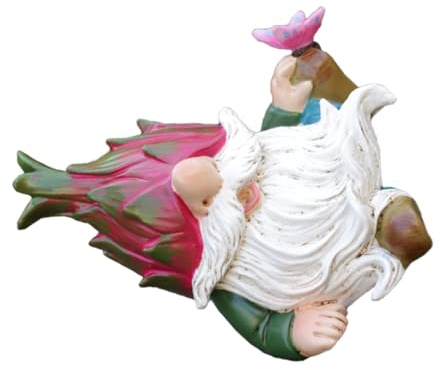 BEBEMOKO Estatua De De Jardín De Adorno para Decoración De Exteriores Jardín Patio y Césped Estatua De Duende Posición Reclinada Accesorio y Realista para