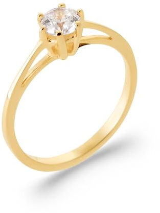 Bijouxenvogue Bague Solitaire Plaqué Or Zirconium Joaillerie Taille 64