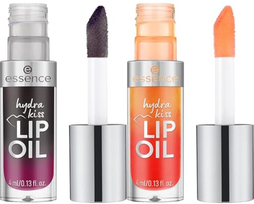 essence hydra kiss LIP OIL, Lipgloss, Nr. 02+05, Orange, feuchtigkeitsspendend, pflegend, mit Ölen, glänzend, vegan, ohne Parabene, ohne Mikroplastikpartikel, Nanopartikel frei - Set