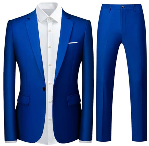 YOUTHUP Abito da Uomo 2 Pezzi Slim Fit 1 Bottone Abiti da Lavoro Smoking da Sposa Blazer e Pantaloni