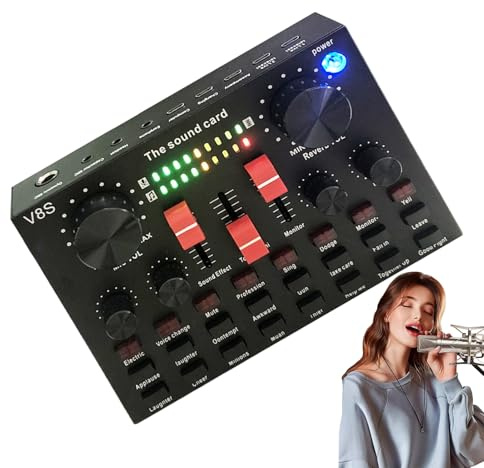 Mezclador de audio para streaming, mezclador de tabla de sonido, interfaz de audio para PC, interfaz de PC compacta, práctico controlador de sonido portátil para uso en streaming