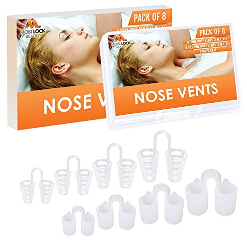Nasendilatator zur Entlastung der Nasennebenhöhlen (8er-Pack in verschiedenen Größen) - Eine einfache Lösung für Schnarcher - Wiederverwendbares Schnarchgerät für eine ruhige Nachtruhe von Mobi Lock
