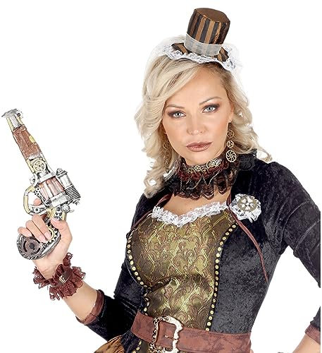 NET TOYS Steampunk Accessoire Revolver - 32 cm - Außergewöhnliches Unisex-Zubehör Cyberpunk Spielzeug-Pistole