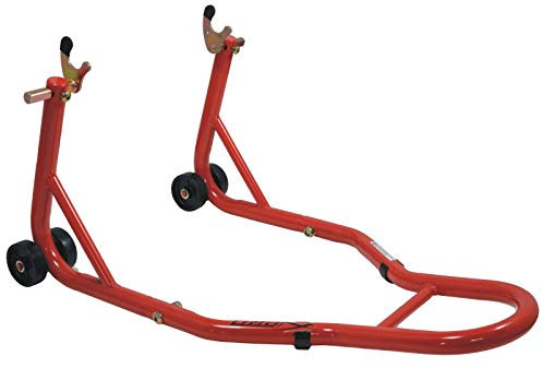 Cavalletto Alza Solleva Moto Regolabile Posteriore Rosso Universale 4 Ruote