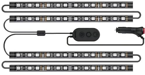 Govee RGB Car LED Strip Light, 2-Line Design Waterproof 4pcs 22cm, APP Control Interior Lighting Kit, Music Sync, DIY Mode, Under Dash with Charger