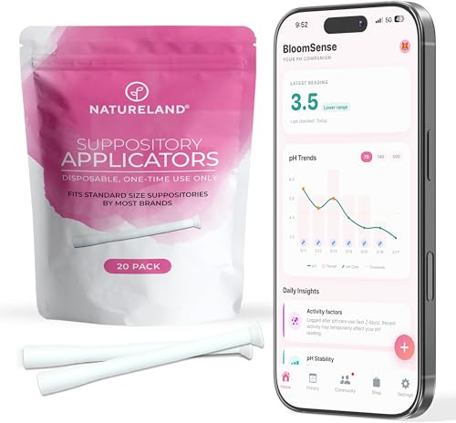 Natureland Personal Suppository Applicators for Women, Individually Wrapped Disposable Applicators with Silky Smooth Comfort Tip, Daily Intimate Care Tool (Large tip applicators, 20 Count (Pack of 1))