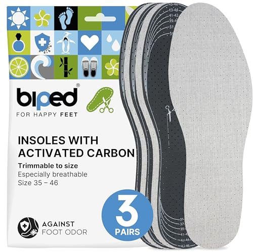 biped 3 paires de semelles homme et femme en charbon actif – à découper – semelles en mousse de latex douces contre les odeurs – idéales pour le travail le sport et le quotidien z2724