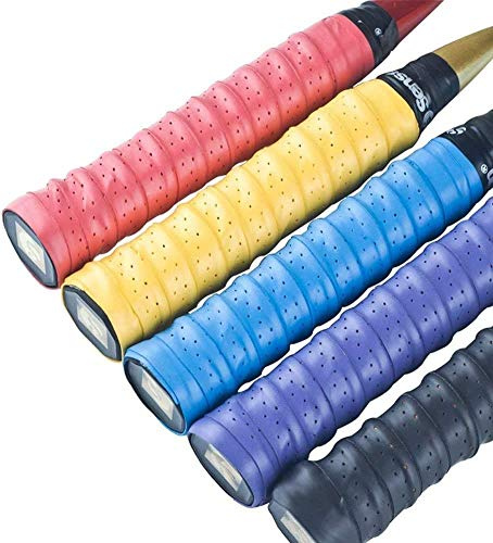 Miss-shop Tenis Grip, Raqueta Grip 5 Pack Anti Slip Perforado Overgrip de Raqueta de Tennis para Tenis Bádminton Squash Racketball Raqueta y caña de Pescar, Multicolor