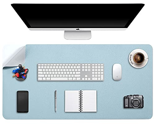 Tappetino per Mouse Grande, Mouse Pad XXL, DOBAOJIA Sottomano da Ufficio, Laptop Tappetino, Tappetino Scrivania, Tappetino Scrittura, Uso Doppio Lato Simipelle PU 90 x 43cm GAzzurro/Argento