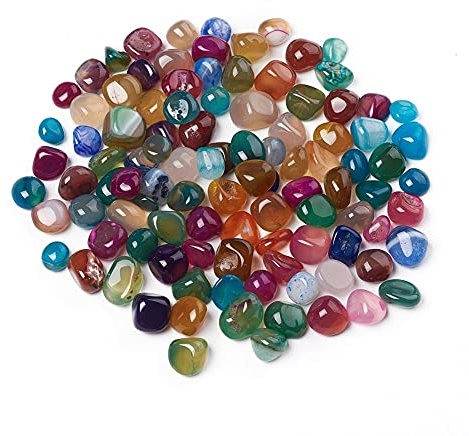 Perlin 50stk Achat Edelsteine Halbedelsteine Perlen 9mm ~ 15mm Trommelsteine Edelstein Halbedelstein für Edelsteinspiel zur Schatzsuche und Dekoration