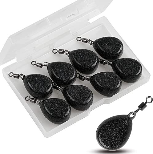 8stk Karpfenbleie Flat Pear Bleie Gewichte Wirbelbleie 2oz/57g Angelblei Gewichte Karpfenangeln Bleisenkergewichte Angelausrüstung Set in Box (Schwarz-8stk)