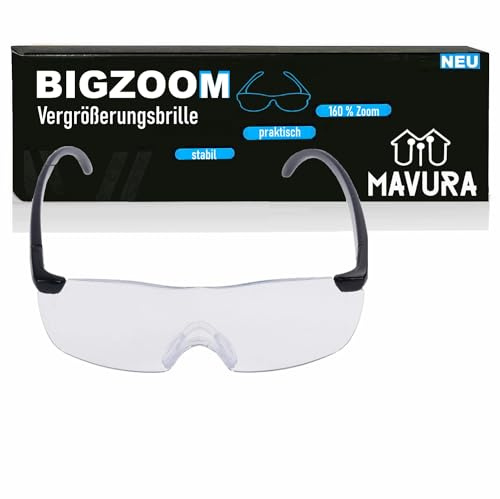 BIGZOOM 160% Vergrößerungsbrille Vergrößerungsgläser Lupeneffekt, Lupenbrille Vergrößerung Zauberbrille Kopflupe
