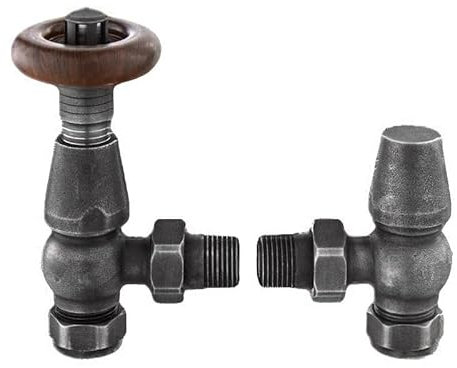 Excel Home Válvulas termostáticas para radiador – Diseño tradicional 1/2 x 15mm metal cabeza válvulas radiador – Peltre en ángulo