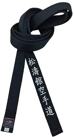 Shotokan - Cinturón de karate negro bordado japonés, artes marciales, deportes, club junior, poliéster, decoración de 4 cm de ancho, Amarillo dorado, rojo, azul, blanco, 360cm