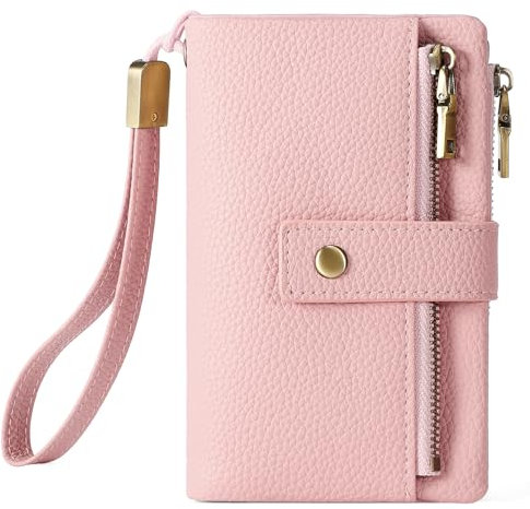SENDEFN Geldbörse für Damen Mittelgroß, Dreifach Faltbares Portemonnaie aus Leder, RFID-blockierendes Portmonee mit Kartenfächern, Münzfach und Détachable Handschlaufe