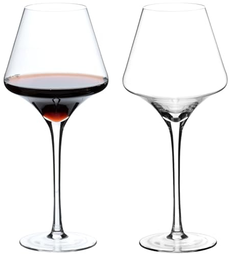 BACLIFE Italian Red Wine Glasses, 17 oz, Set of 2, Clear