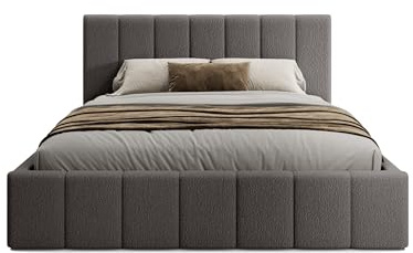 Handorf Bett 200x200 Grau - Polsterbett mit Bettkasten - Doppelbett mit Stauraum