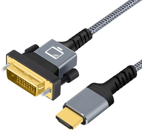AXFEE Cavo adattatore HDMI-DVI, 1.8M Bidirezionale DVI-D 24+1/ Adattatore Cavo HDMI High Speed, 1080p/Full HD, Cavi Video Digitale, per PS4, Raspberry Pi, Xbox One, Roku