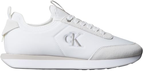 Calvin Klein Donna Sneakers Running Retro Sock Nylon con Logo, Bianco (Bright White/Chateau), 37