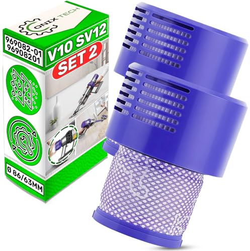 ONIX TECH 2 st HEPA Trådlöst dammsugarfilter Ø 86/63 mm med originalkod 969082-01 96908201 för Dyson V10 SV12 - 10 års garanti