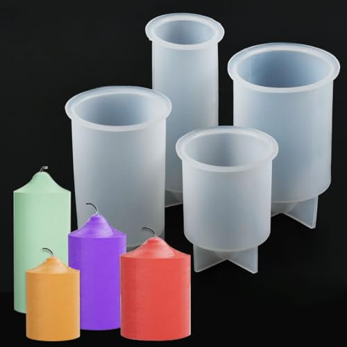 MOPLA 4 Stück Kerzenformen zum Gießen Silikon,Kerzenform Silikon,Gießformen Kerzen Formen Zylinderförmige DIY Silikonformen Kerzenform für Kerzenherstellung,Handgefertigte Seife,Duftkerzen