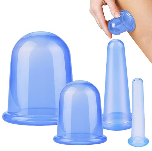 4 pezzi Coppettazione in silicone,Coppettazione Massaggio,Massaggio Viso Tazza in Silicone,massaggiatore sollievo per corpo,strumenti per massaggiare il corpo e il viso