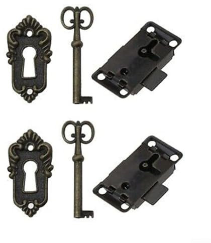 Juego de 2 cerraduras de bronce antiguo para armarios vintage y soluciones de almacenamiento decorativas