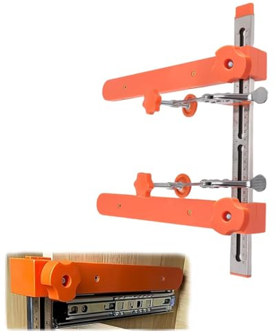 Drawer Slide Jig Installation Jig Kit,Cabinet Drawer jig Tool with Double Scale Markings & Magnetic Arm for securing Cabinet Slides,Drawers, and Desks (1Set)