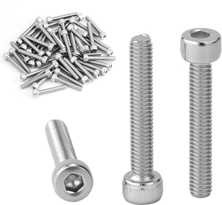 50 Pezzi Viti a Testa Cilindrica Esagonale M4 x 25 mm, con esagono incassato, in acciaio inox DIN 912 A2 V2A, filettatura completa per macchine industriali, veicoli a motore