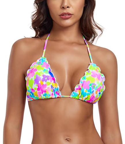 RELLECIGA Bikini Mujer Top Triángulo Ajustable con Volantes Ruffle Daisy M