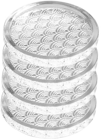 NOLITOY Set 4 Pezzi Sottobicchieri Rotondi in Vetro Termoisolante Piccoli Sottobicchieri Decorativi per Bevande per Casa Bar e Tavoli da Pranzo