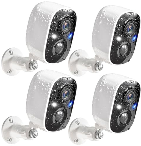 GMK Security Cameras Wireless Outdoor 4 Pack, 2K Battery Powered Cameras for Home Security, Color Night Vision, Motion Detection, 2-Way Talk, IP65 Waterproof, Remote Access, Cloud/SD Storage