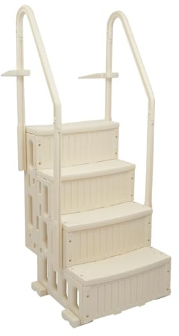 Scala per piscina, 3/4/5 gradini, per piscina, con 2 corrimano per abitazioni, hotel, spa, interni (beige-4 conduttori)