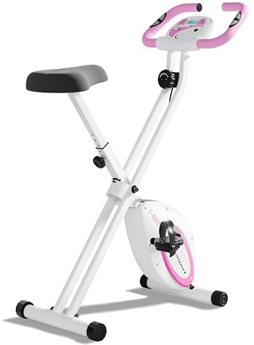 Ultrasport F-Bike Folding Exercise Bike - Extra Silent with Relax Foam Seat and LCD Display - Exercise Bikes for Home Use, Exercise Bike Foldable, Indoor Bike, Stationary Bike (pink)