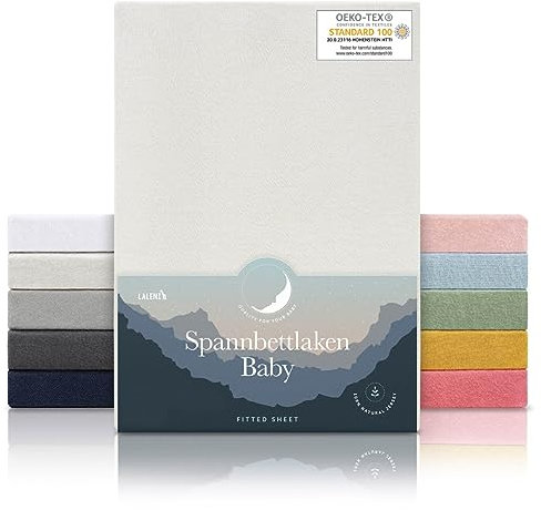 Laleni Jersey Spannbettlaken 70x140 cm Babybett 2er Set - Oeko-TEX zertifiziertes Bettlaken 70x140 Kinderbett - Kinderbettwäsche 70x140 100% Baumwolle - Spannbettlaken 70x140 cm Baby in Ivory