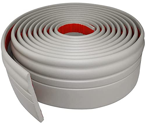 Zayejod 5M Foam Baseboard Skirting Border,Self Adhesive Wall Borders,Wall Trim Line 3D,Peel and Stick Molding,Wallpaper Border,Caulk Strip Stickers for Countertops,Tile Waistline Trims(Grey,9.3CM)