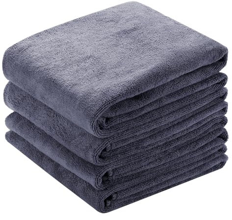 Meng Jiaran Gym Towels, 4 Pack 35 x 75cm Microfibre Sports Towels, Fast Drying & Absorbent Workout Sweat Towel for Gym Yoga Fitness Travel Camping-Grey
