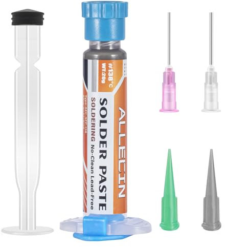 ALLECIN Pâte à Souder Sn42 Bi58 Pâte à Étamer 138°C Sans Plomb Pate a Souder Etain 138 Degrés Solder Paste Basse Température pour BGA SMT Réparation Électronique (20g)